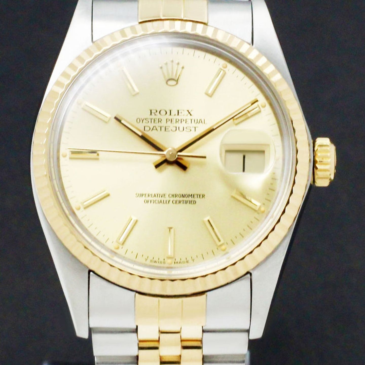 Rolex Datejust 36 16013 (1986) - Gold dial 36 mm Gold/Steel case (1/7)