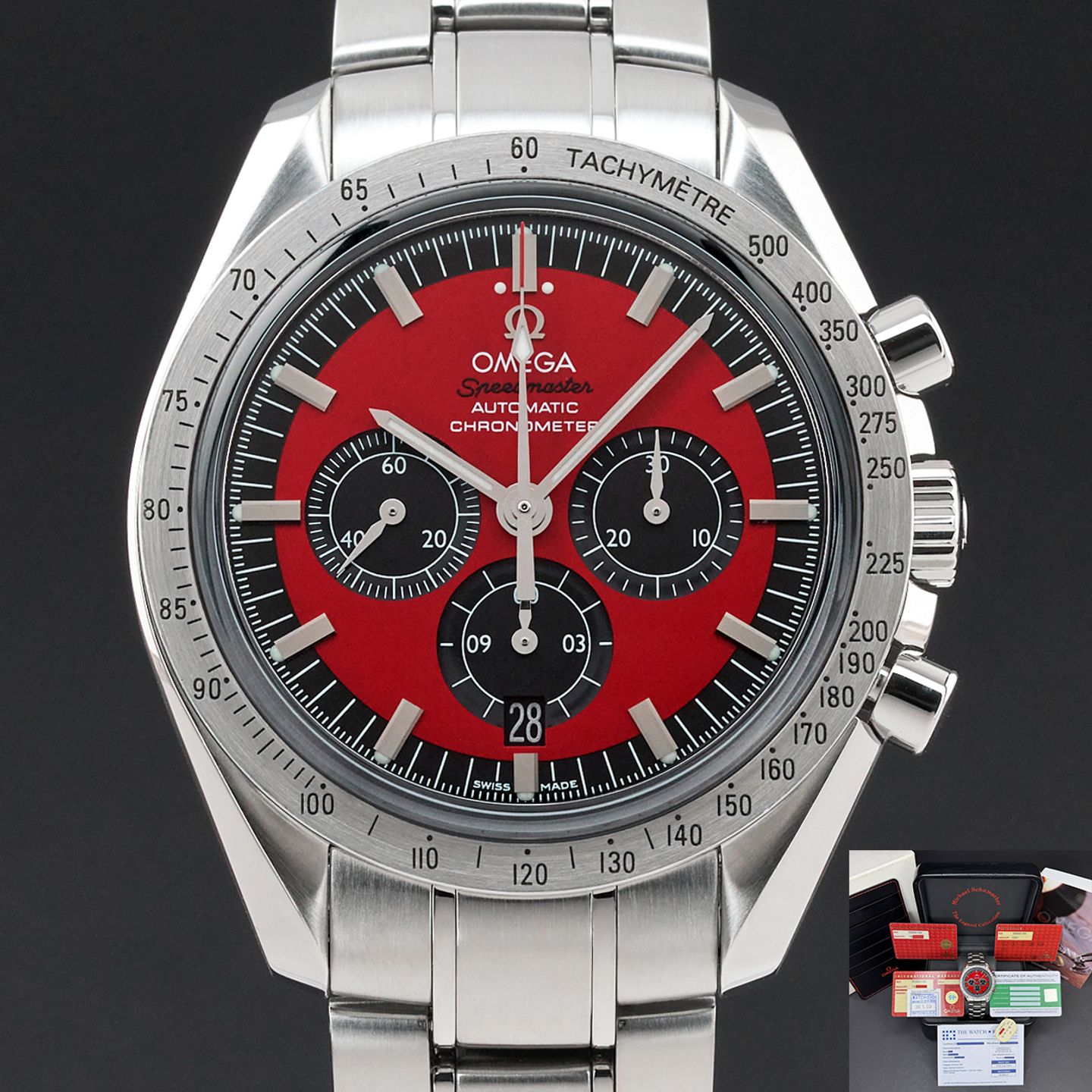 Omega Speedmaster 3506.61 (2007) - Red dial 42 mm Steel case (1/8)