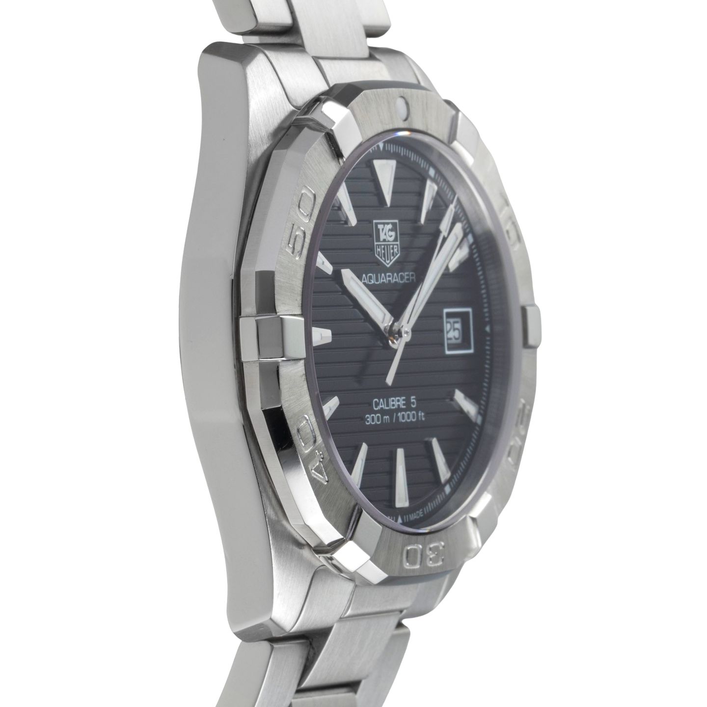 TAG Heuer Aquaracer 300M WAY2110 (Unknown (random serial)) - Black dial 41 mm Gold/Steel case (7/8)