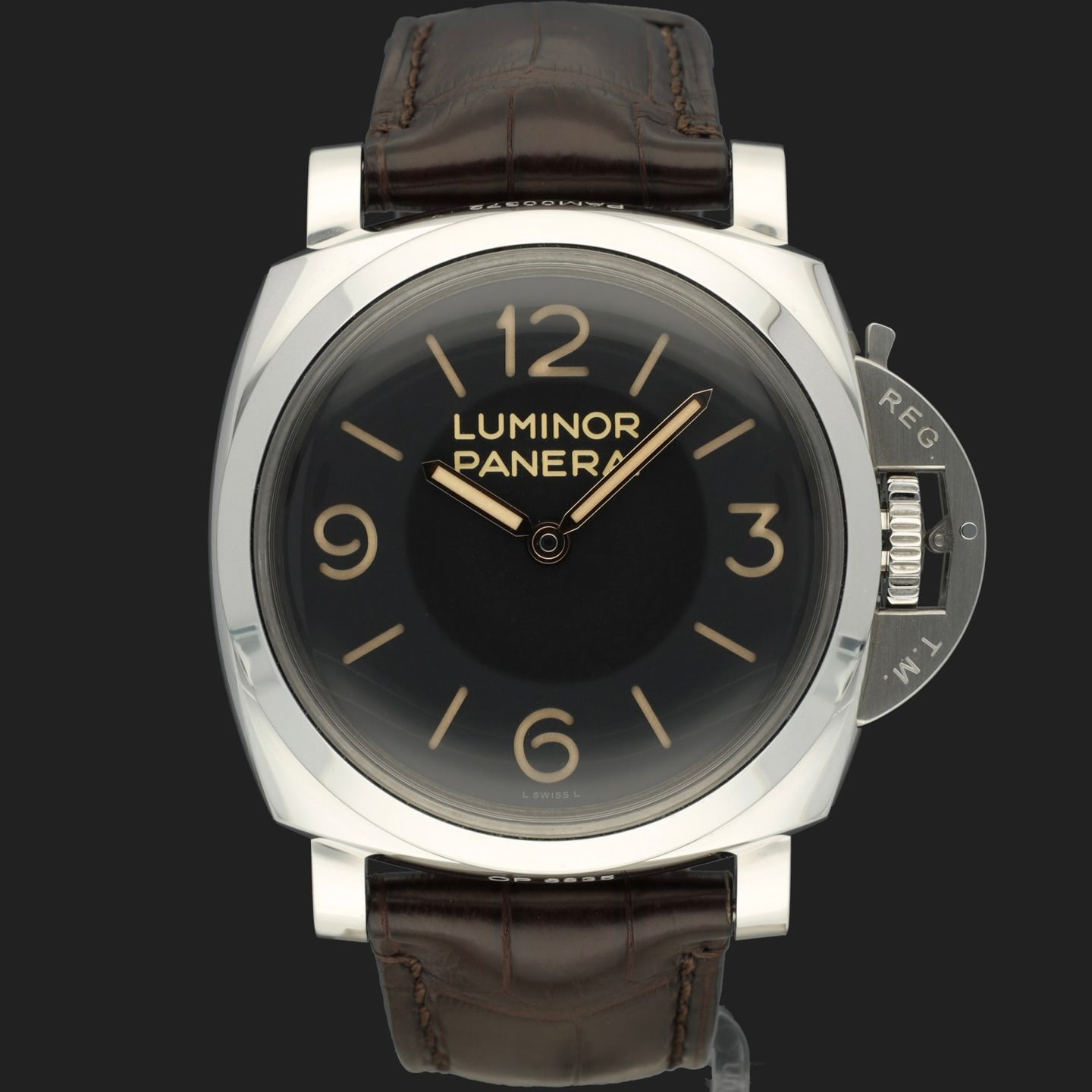 Panerai Luminor 1950 PAM00372 (2011) - Zwart wijzerplaat 47mm Staal (3/8)