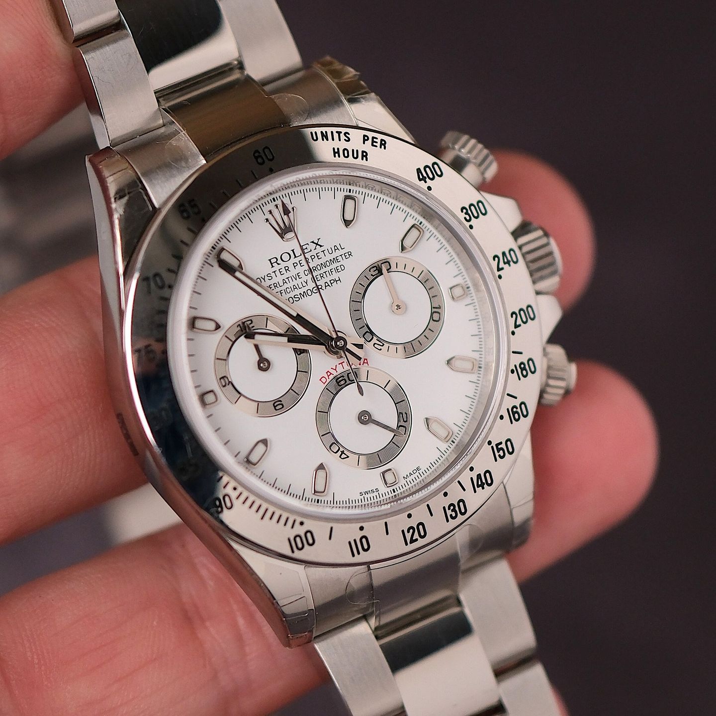 Rolex Daytona 116520 (Unknown (random serial)) - White dial 40 mm Steel case (1/6)