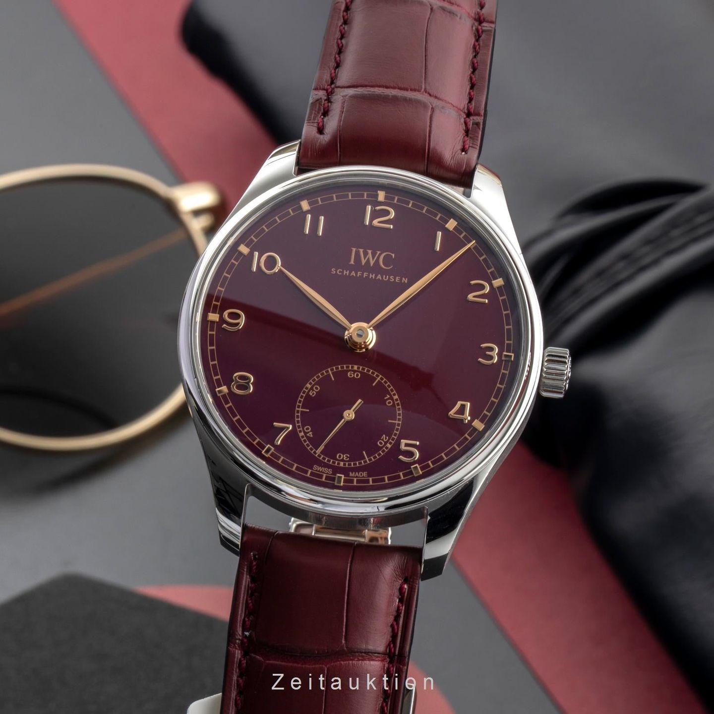 IWC Portuguese Automatic IW358315 (Unknown (random serial)) - Red dial 40 mm Steel case (1/8)