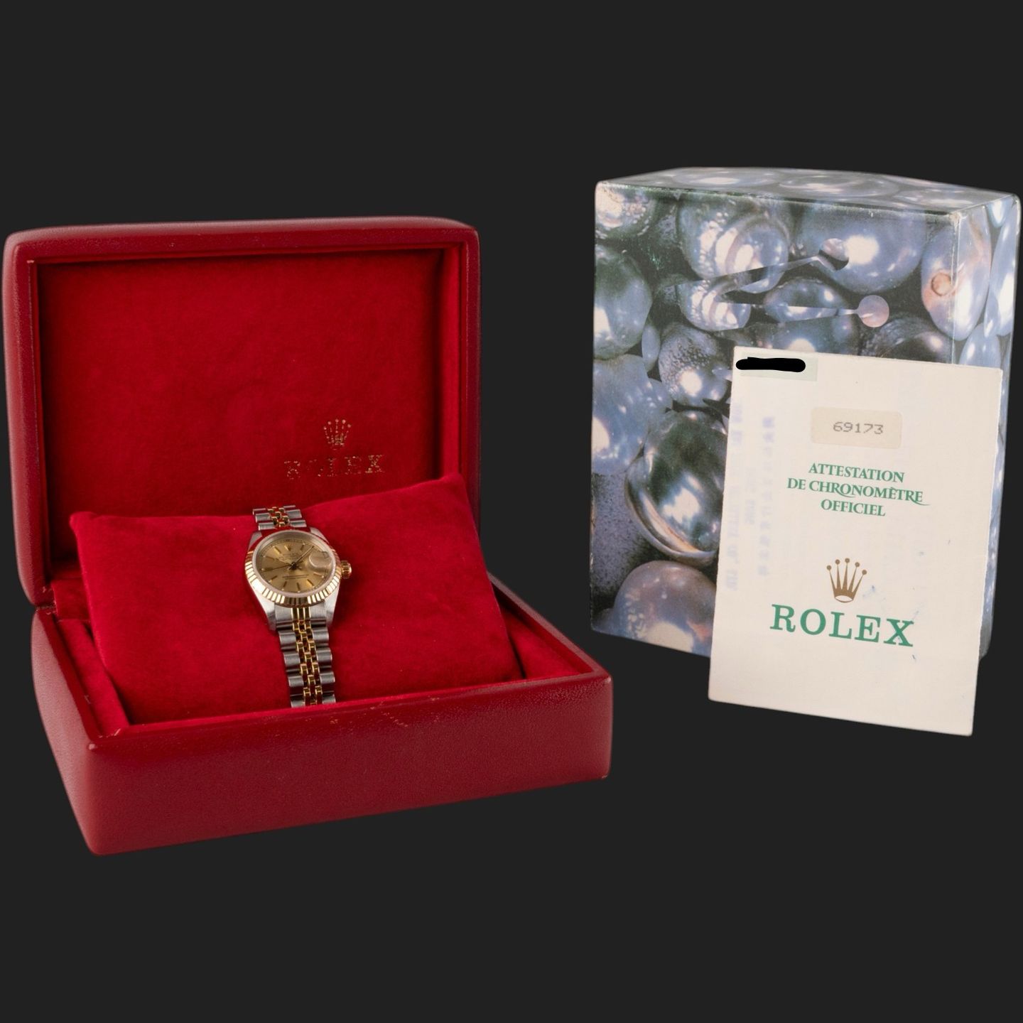 Rolex Lady-Datejust 69173 (1990) - Champagne dial 26 mm Gold/Steel case (8/8)
