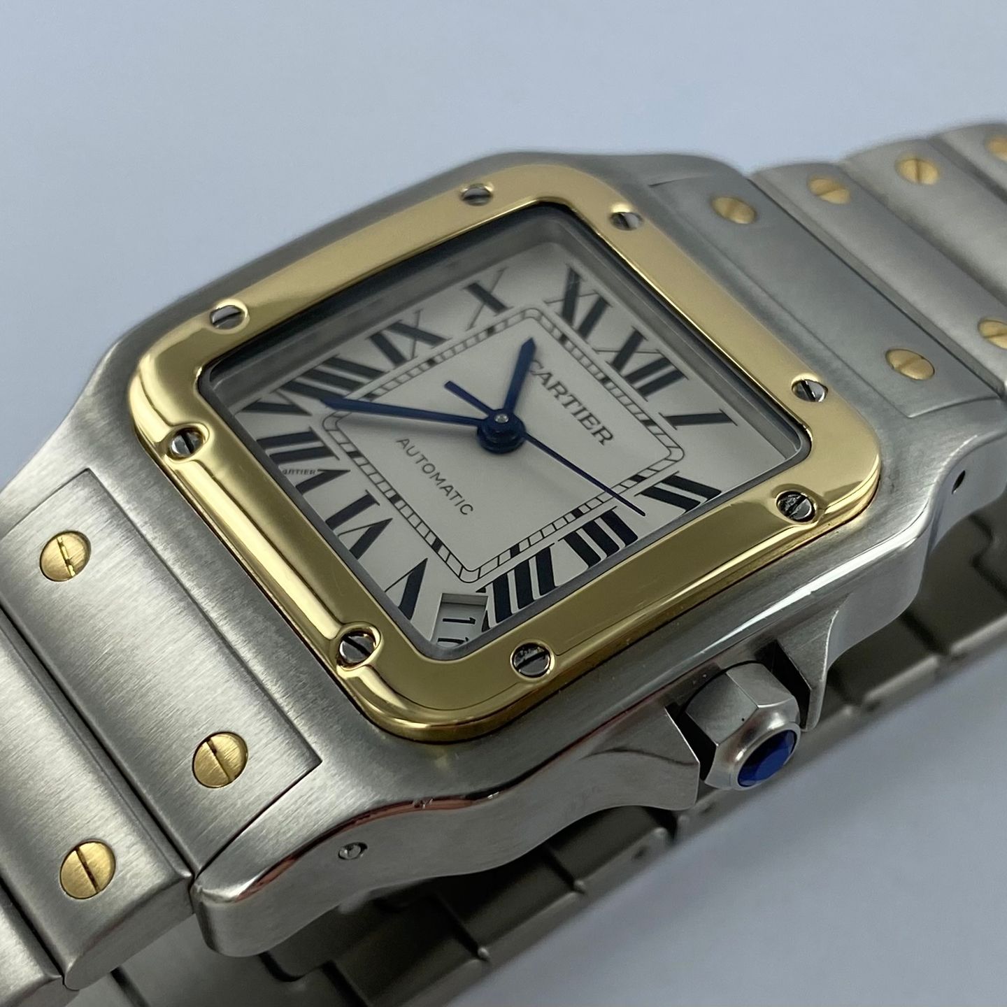 Cartier Santos Galbée 2823 (Unknown (random serial)) - White dial 32 mm Gold/Steel case (4/7)
