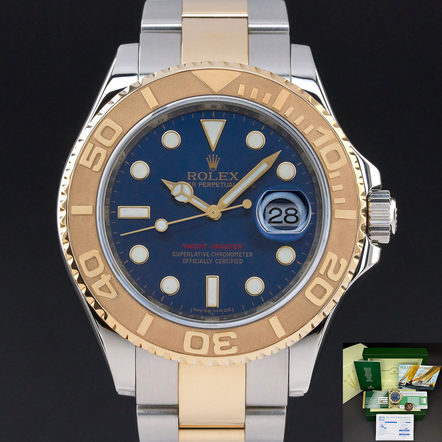 Rolex Yacht-Master 40 16623 (Onbekend (willekeurig serienummer)) - Blauw wijzerplaat 40mm Goud/Staal (1/8)