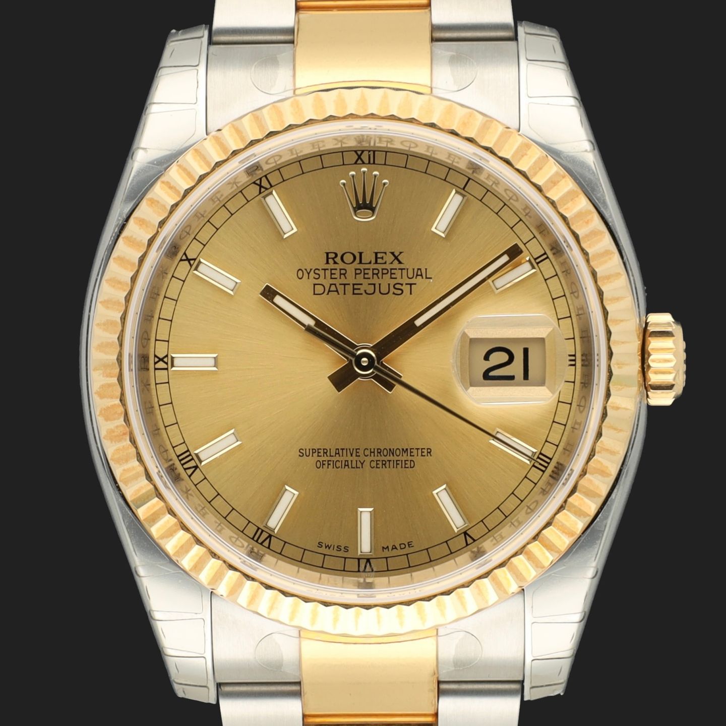 Rolex Datejust 36 116233 (2011) - Champagne dial 36 mm Gold/Steel case (3/8)