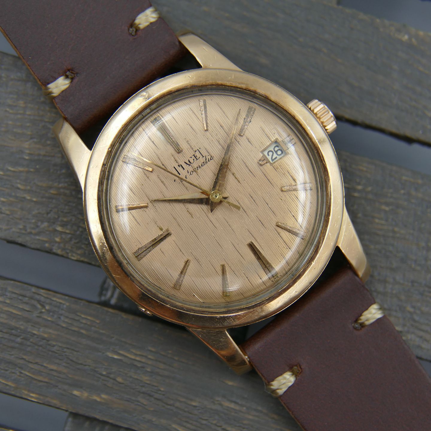 Piaget Unknown ref. 11708 automatic Felsa 694 rose gold cap 34mm vintage 50s (1950) - Goud wijzerplaat 34mm Goud/Staal (1/8)