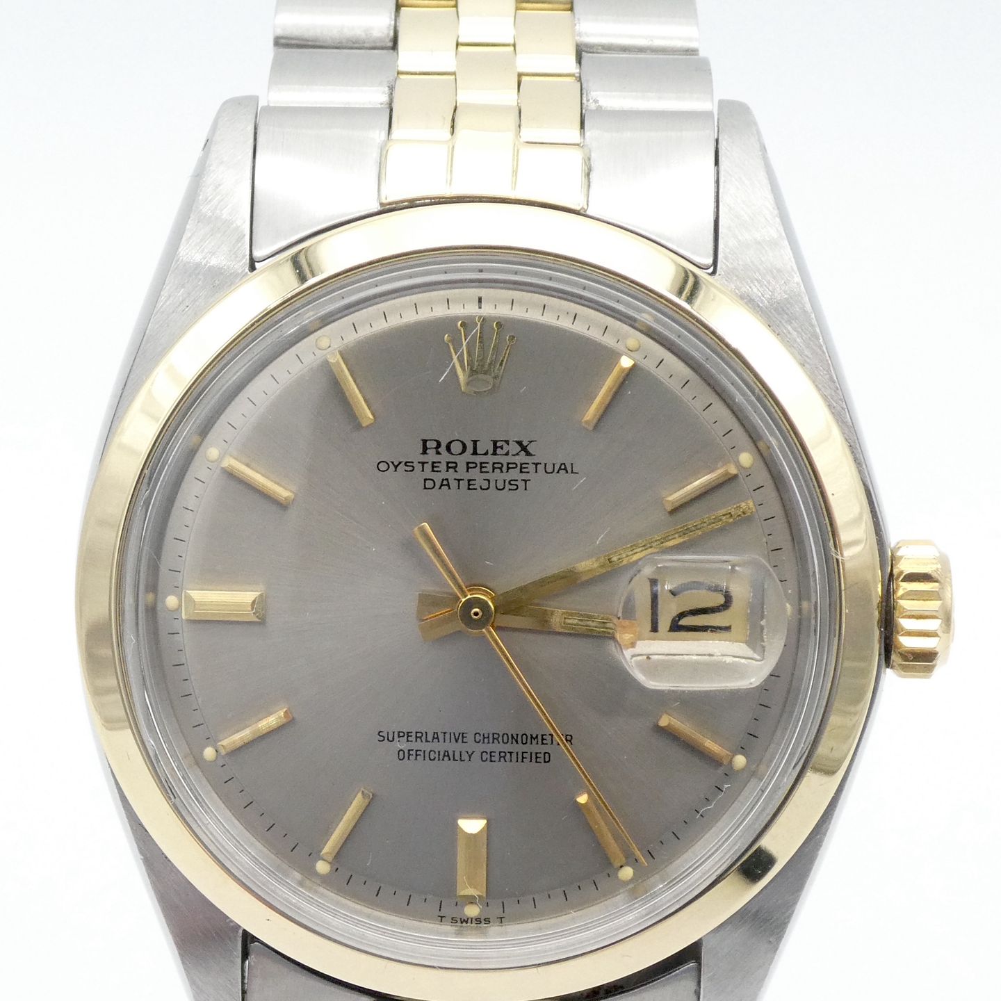 Rolex Datejust 1600 (1972) - Grey dial 36 mm Gold/Steel case (1/8)