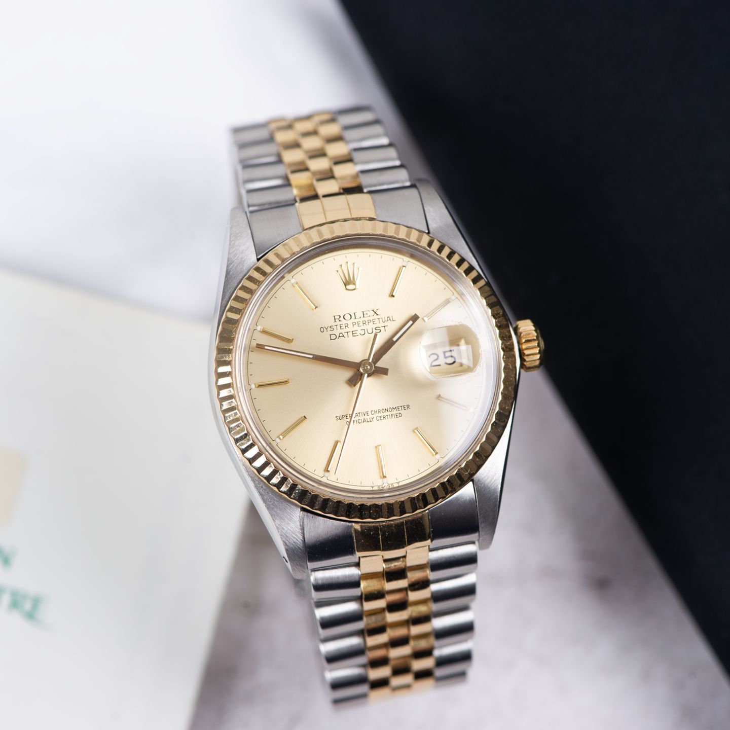 Rolex Datejust 36 16013 (1988) - Champagne dial 36 mm Gold/Steel case (1/8)
