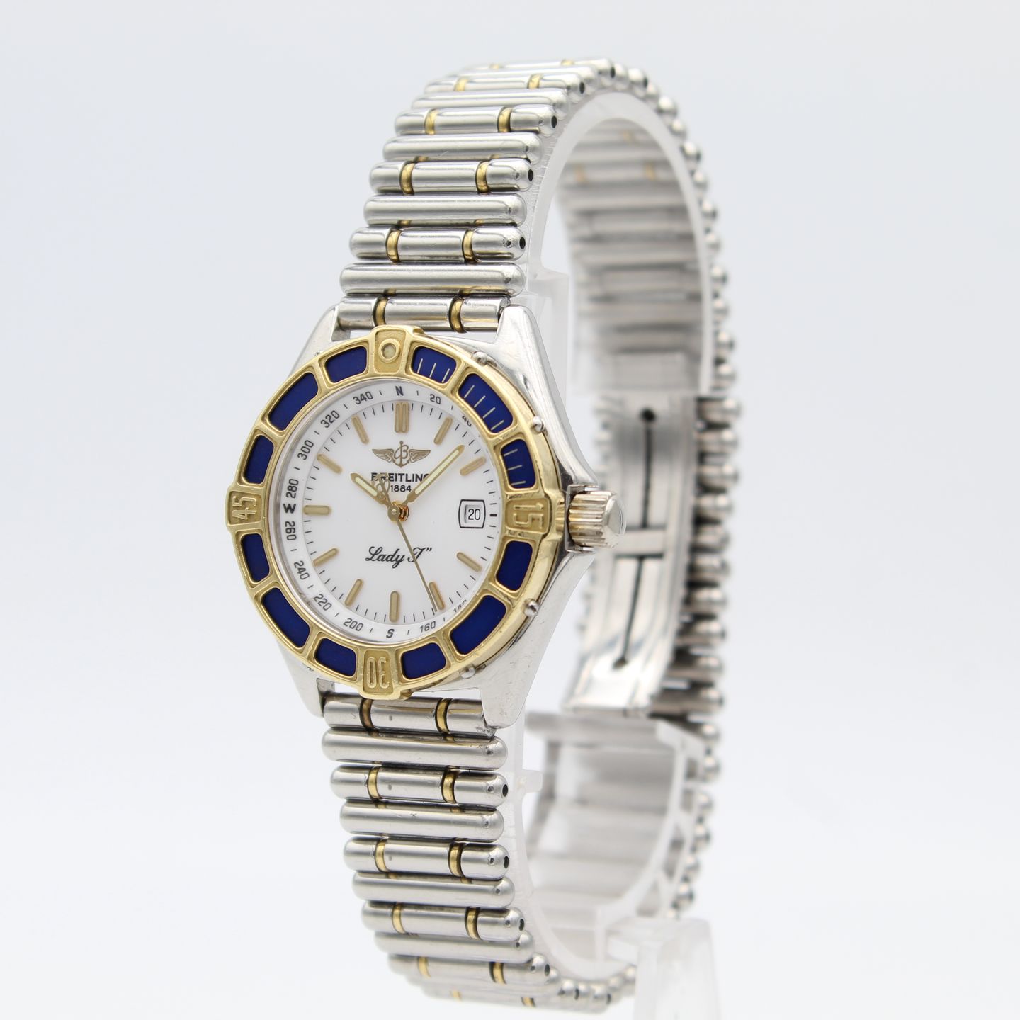 Breitling Lady J D52065 (1995) - Blue dial 31 mm Gold/Steel case (3/8)