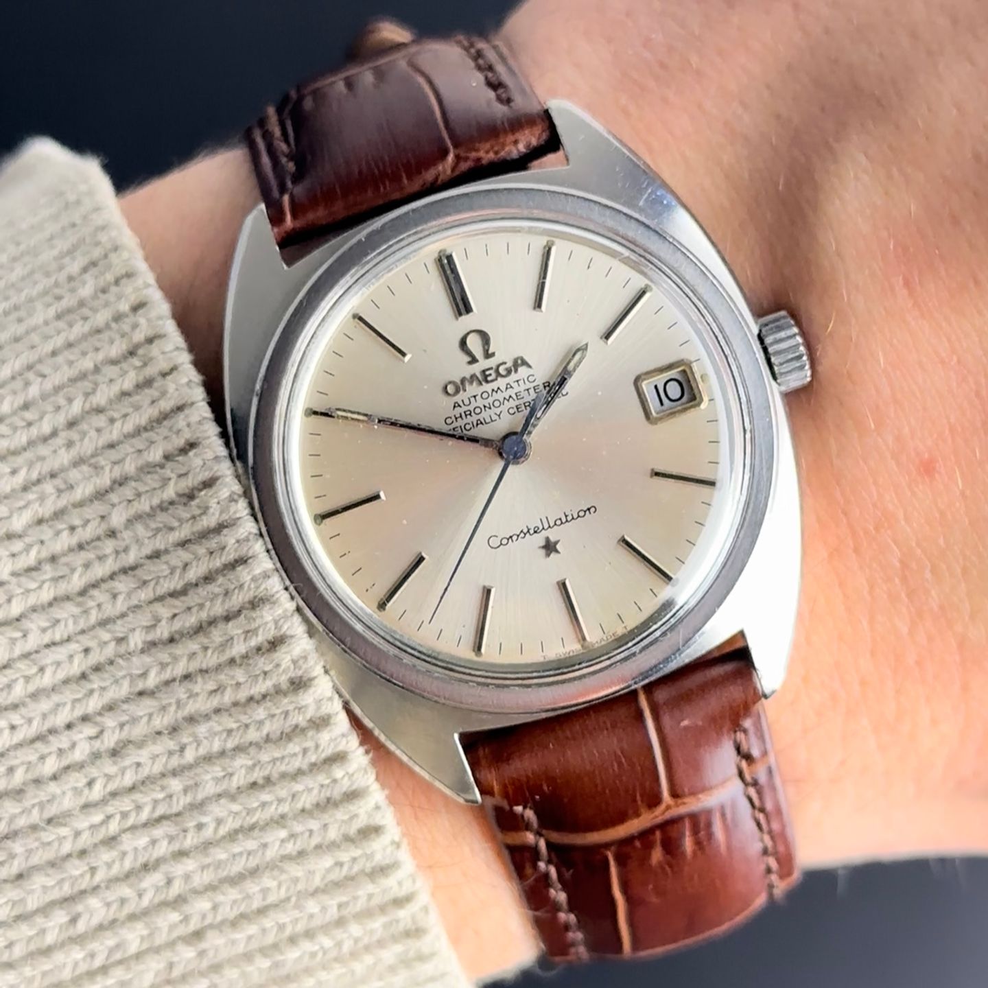 Omega Constellation 168.017 (1968) - White dial 35 mm Steel case (3/8)
