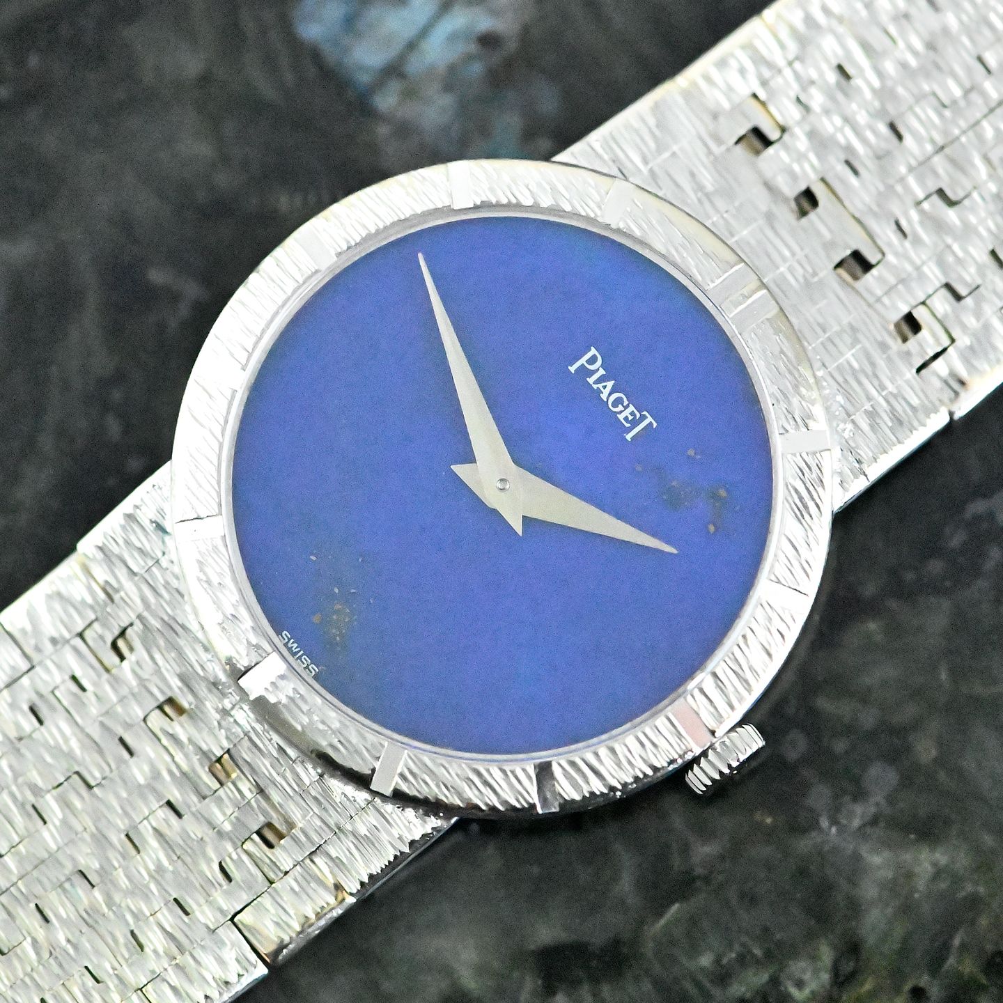 Piaget Vintage 9701 A 6 (1970) - Blauw wijzerplaat 24mm Witgoud (8/8)