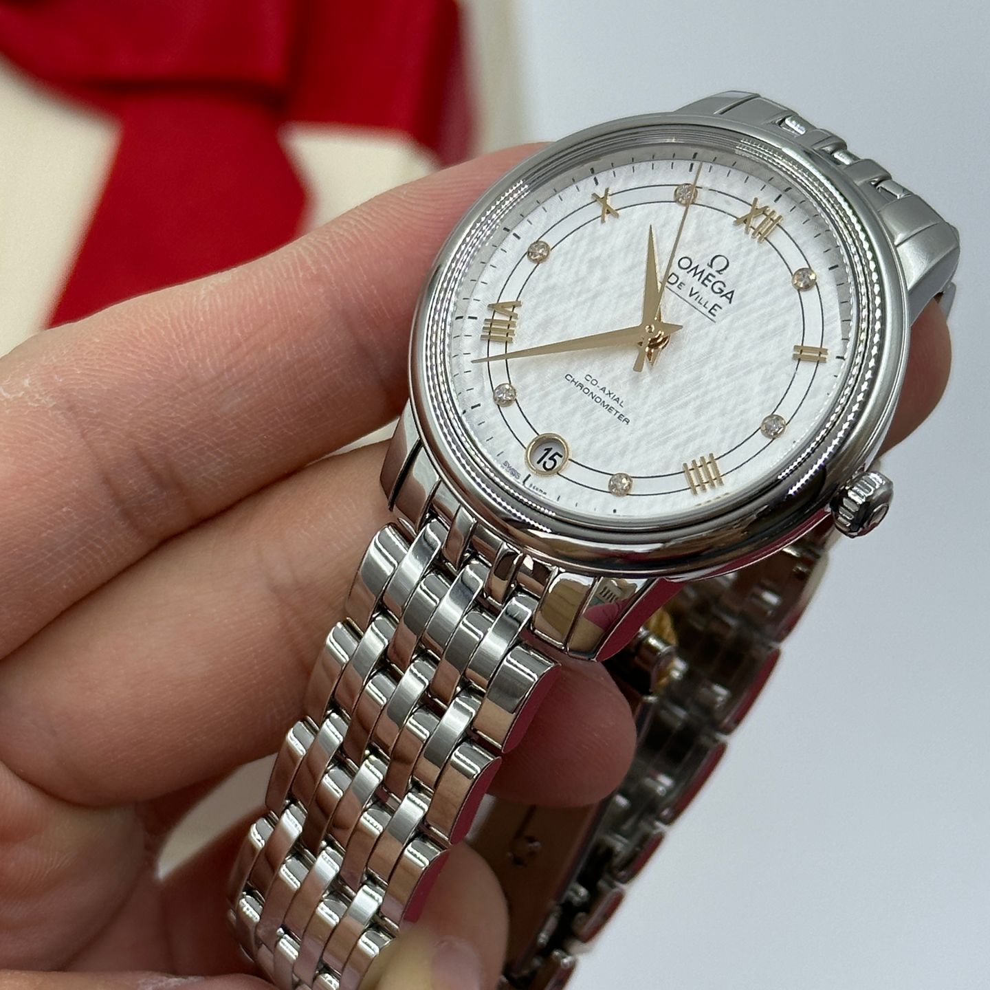 Omega De Ville Prestige 424.10.33.20.52.001 (2023) - Zilver wijzerplaat 33mm Staal (7/8)