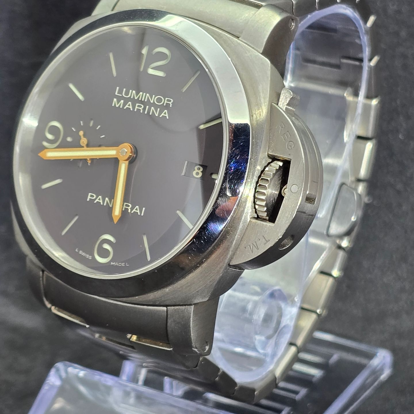 Panerai Luminor Marina 1950 3 Days Automatic PAM00352 (Onbekend (willekeurig serienummer)) - Bruin wijzerplaat 44mm Titanium (6/8)