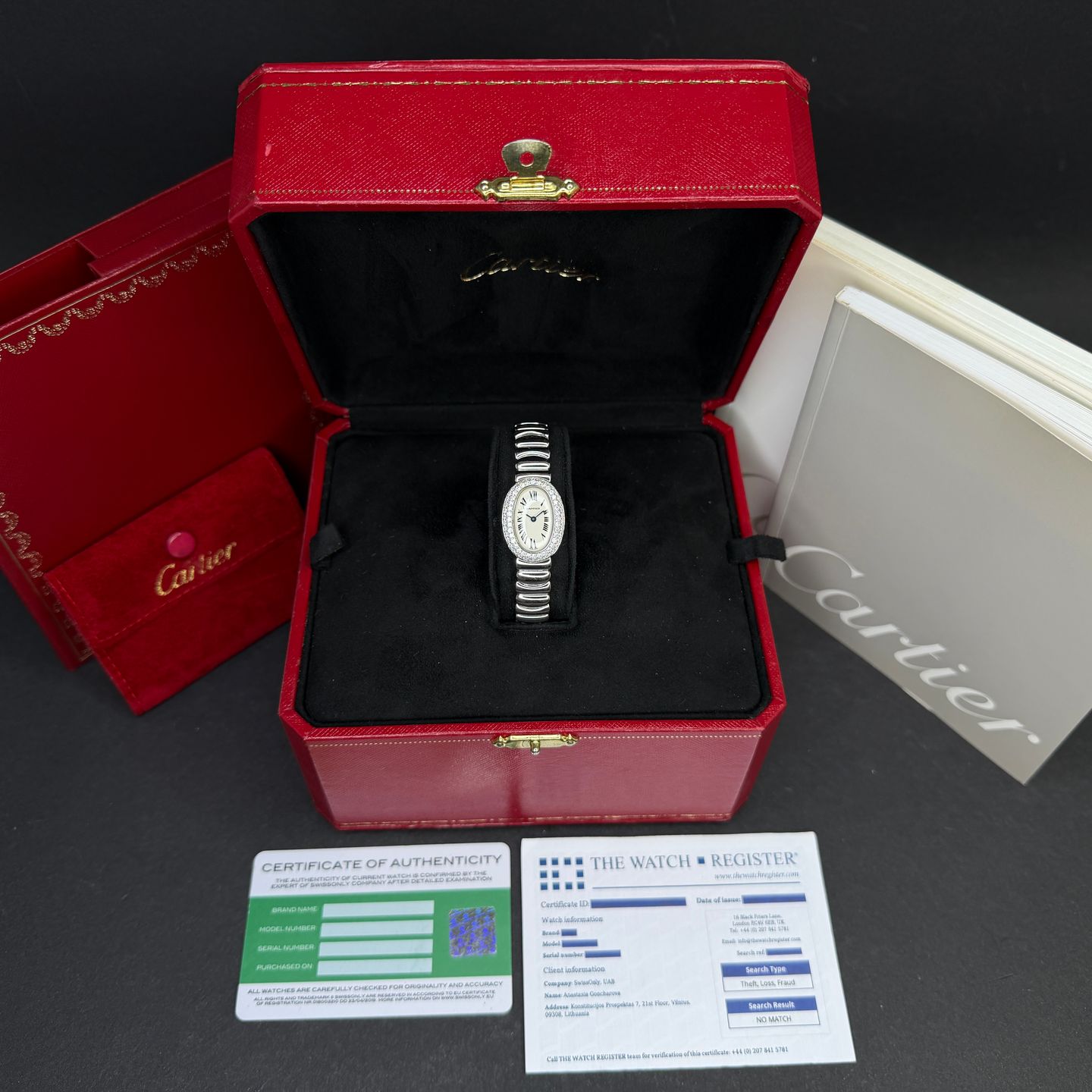 Cartier Baignoire WB5095W2 (2005) - White dial 18 mm White Gold case (3/8)
