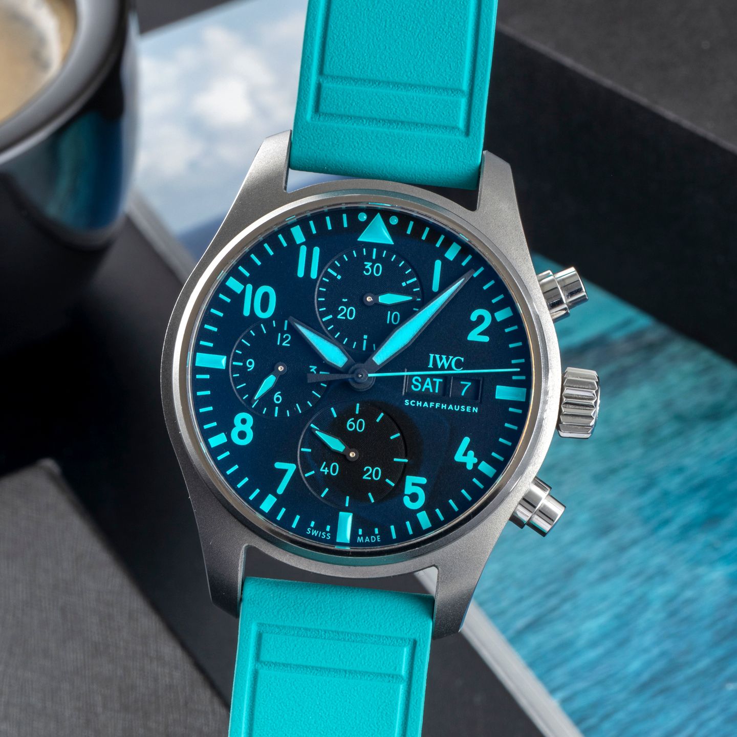 IWC Pilot Chronograph IW388108 (Unknown (random serial)) - Black dial 41 mm Titanium case (3/8)