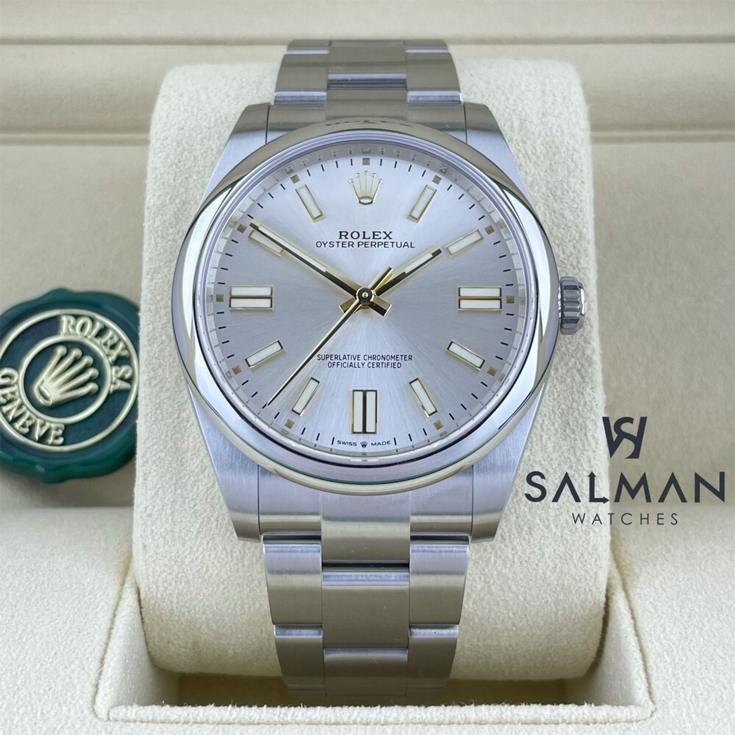 Rolex Oyster Perpetual 41 124300 (2023) - Zilver wijzerplaat 41mm Staal (1/4)