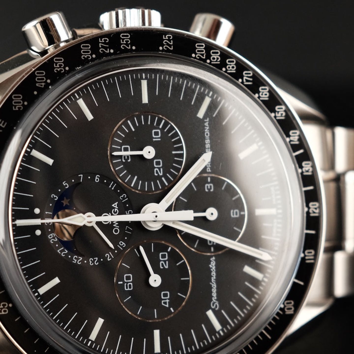 Omega Speedmaster Professional Moonwatch Moonphase 3576.50.00 (2011) - Zwart wijzerplaat 42mm Staal (3/8)