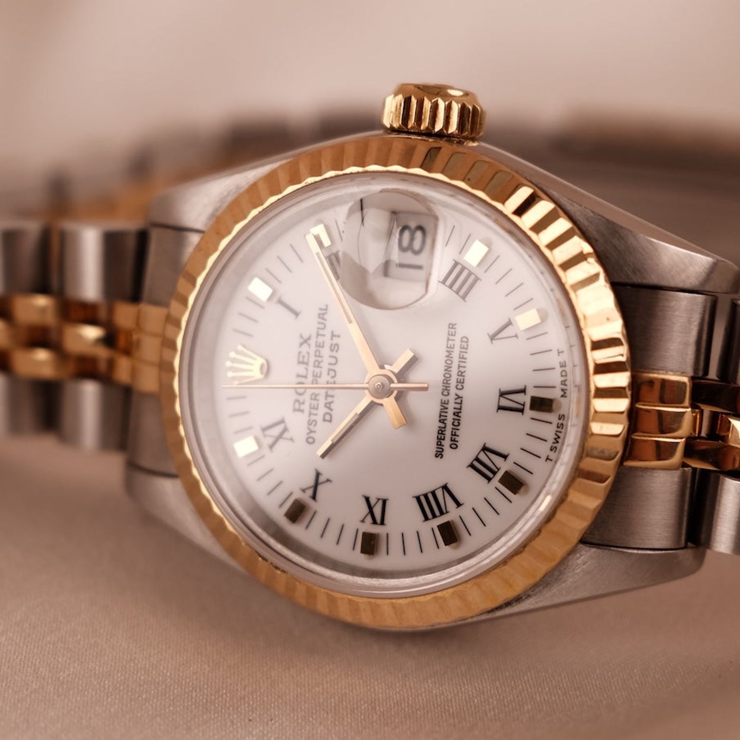 Rolex Lady-Datejust 69173 (1989) - White dial 26 mm Steel case (1/8)