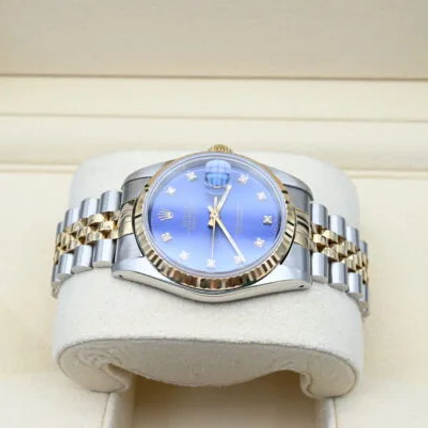 Rolex Datejust 36 16233 (1990) - Blauw wijzerplaat 36mm Goud/Staal (3/7)