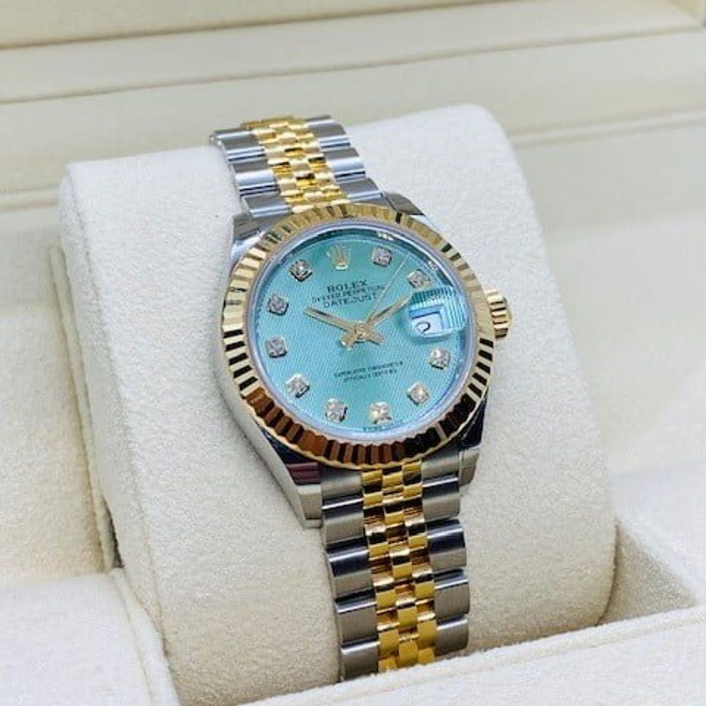 Rolex Lady-Datejust 279173 (2021) - Green dial 28 mm Gold/Steel case (3/8)