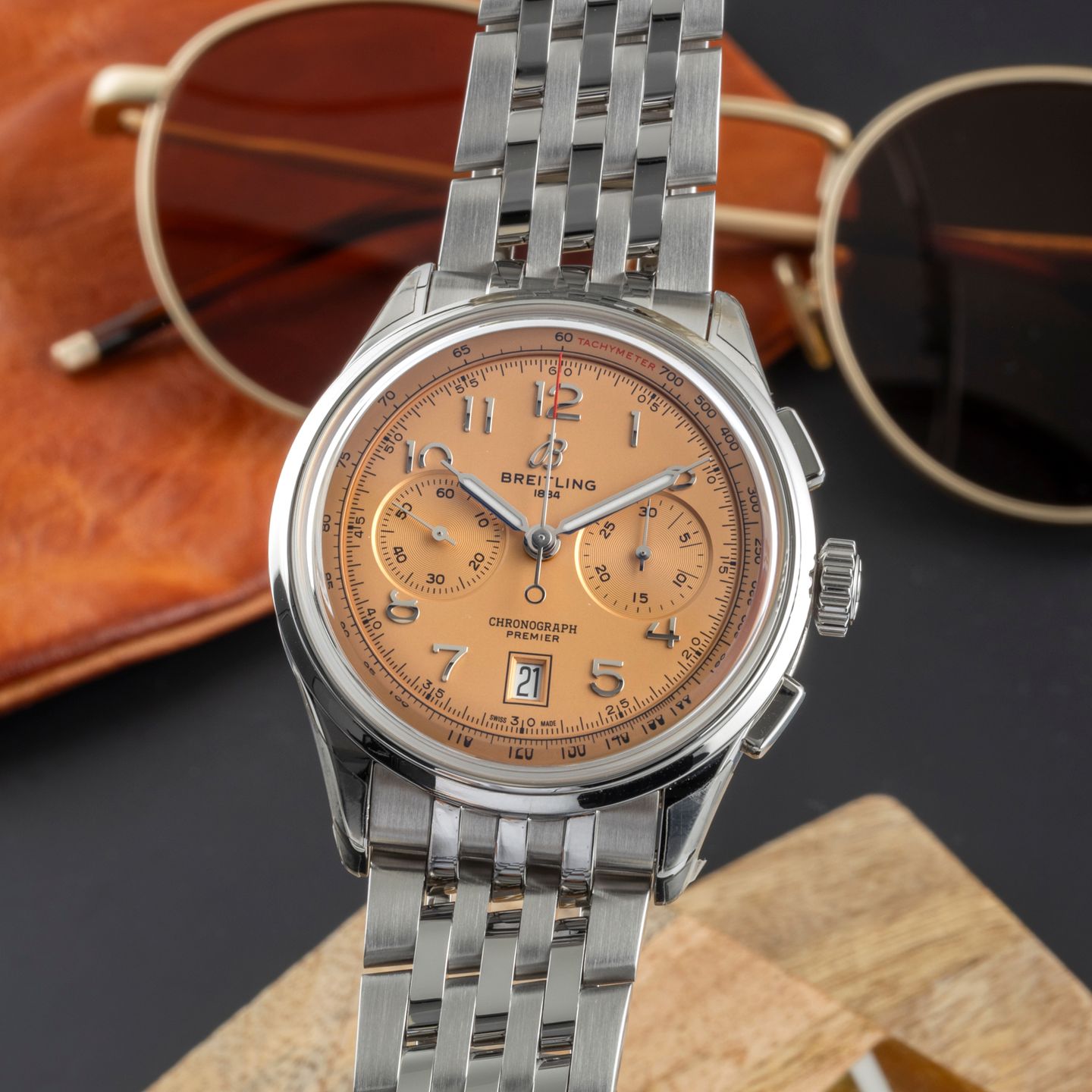 Breitling Premier AB0145331K1A1 (2023) - Pink dial 42 mm Steel case (3/8)