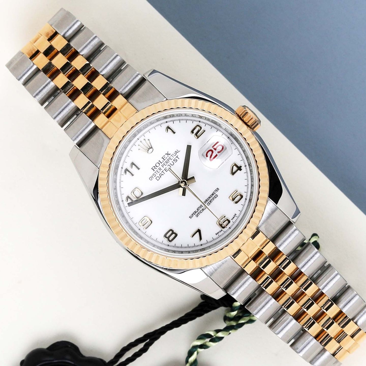 Rolex Datejust 36 116233 (2008) - Wit wijzerplaat 36mm Goud/Staal (1/8)