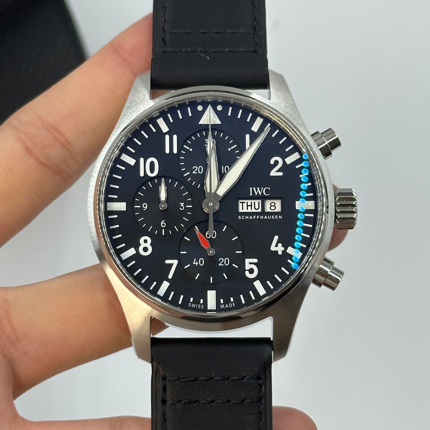 IWC Pilot Chronograph IW378001 (2023) - Zwart wijzerplaat 43mm Staal (7/8)