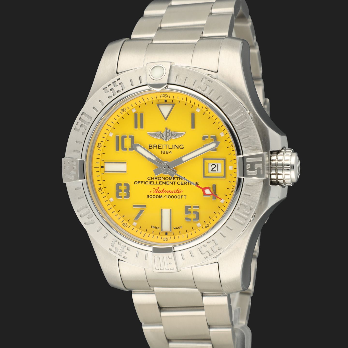 Breitling Avenger II Seawolf A1733110 (2018) - Yellow dial 45 mm Steel case (1/8)