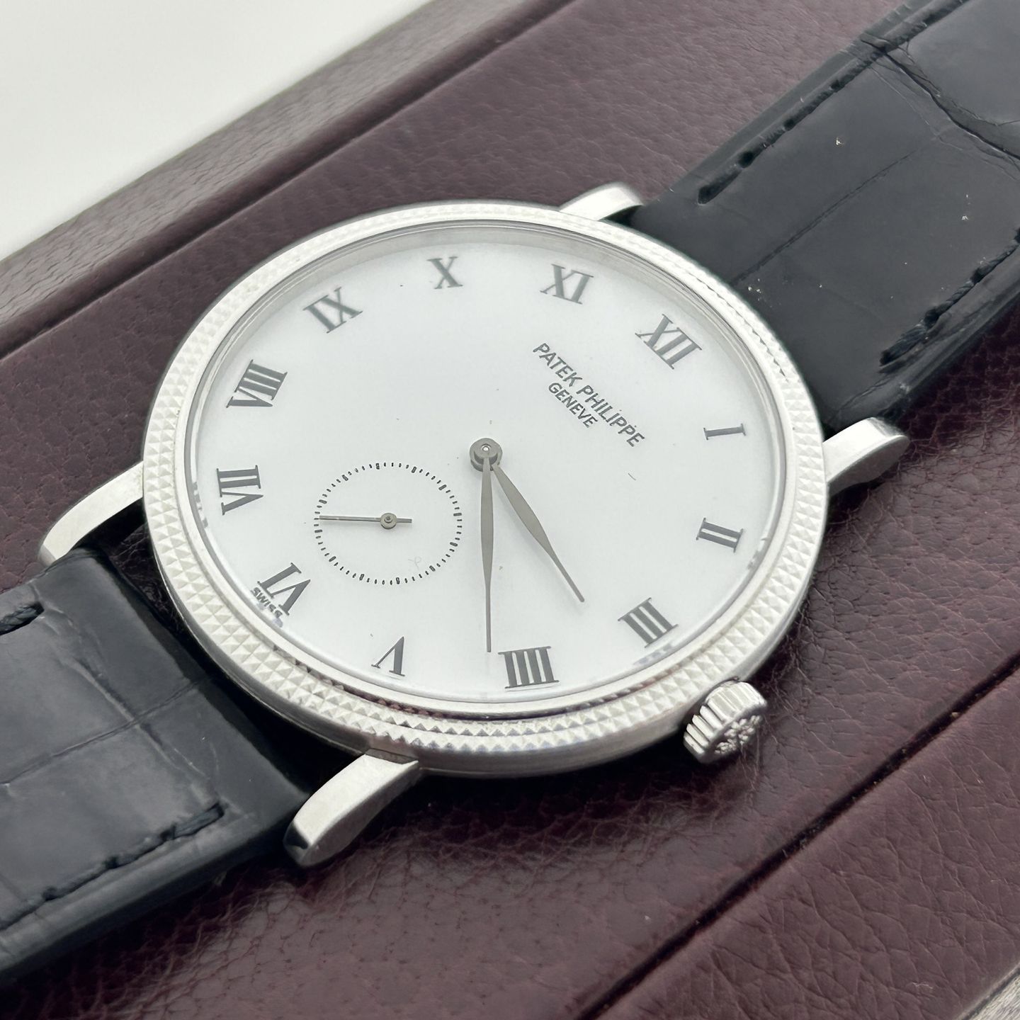 Patek Philippe Calatrava 3919G (1992) - White dial 34 mm White Gold case (5/8)