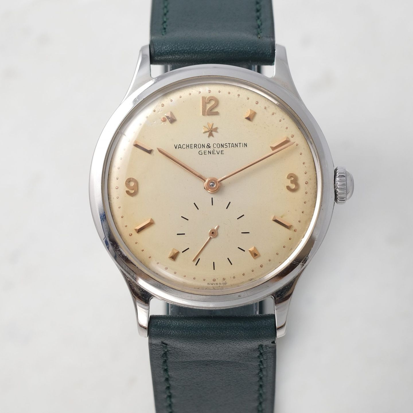 Vacheron Constantin Vintage 4301 (1950) - Zilver wijzerplaat 35mm Staal (1/8)