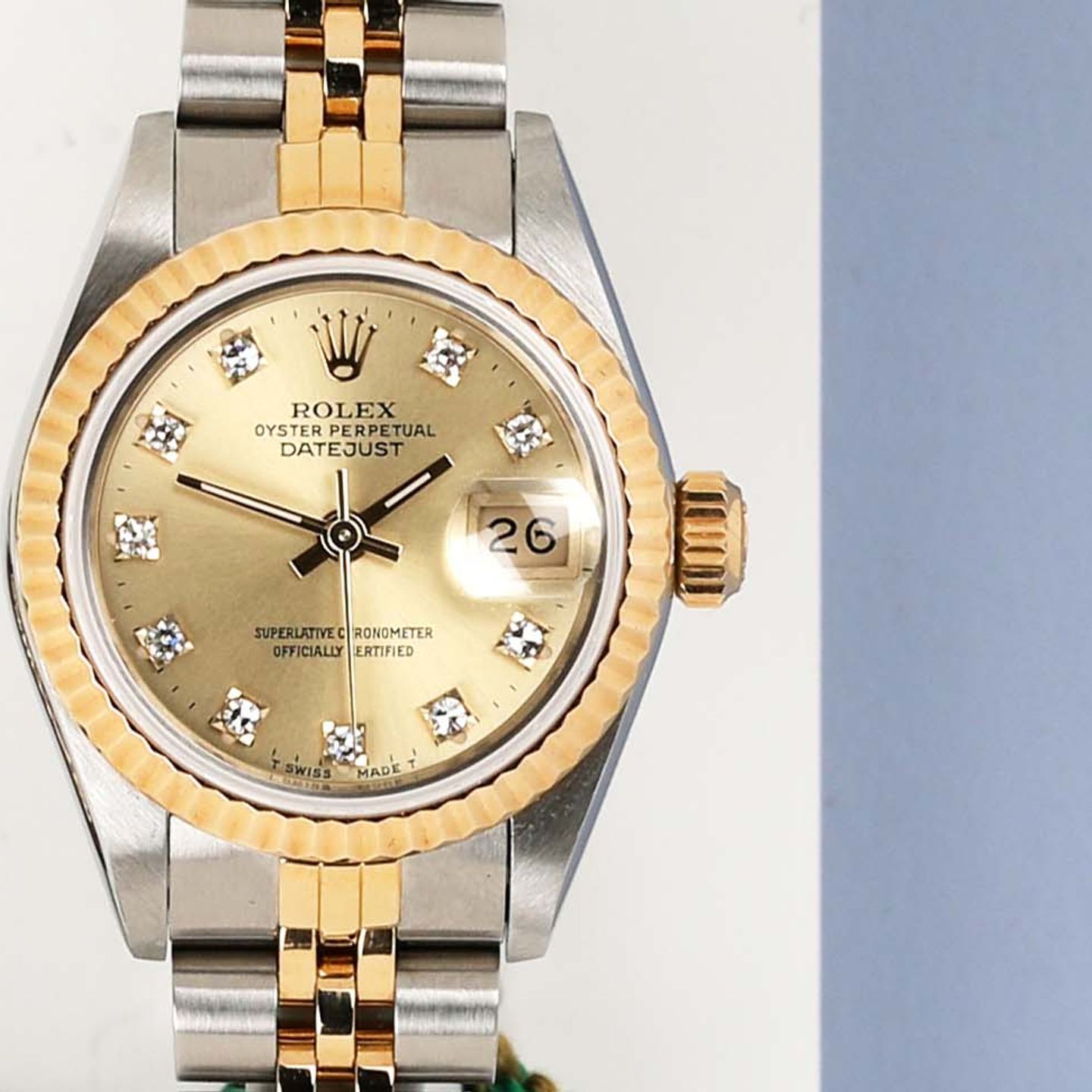 Rolex Lady-Datejust 69173 (1991) - Champagne wijzerplaat 26mm Goud/Staal (5/8)