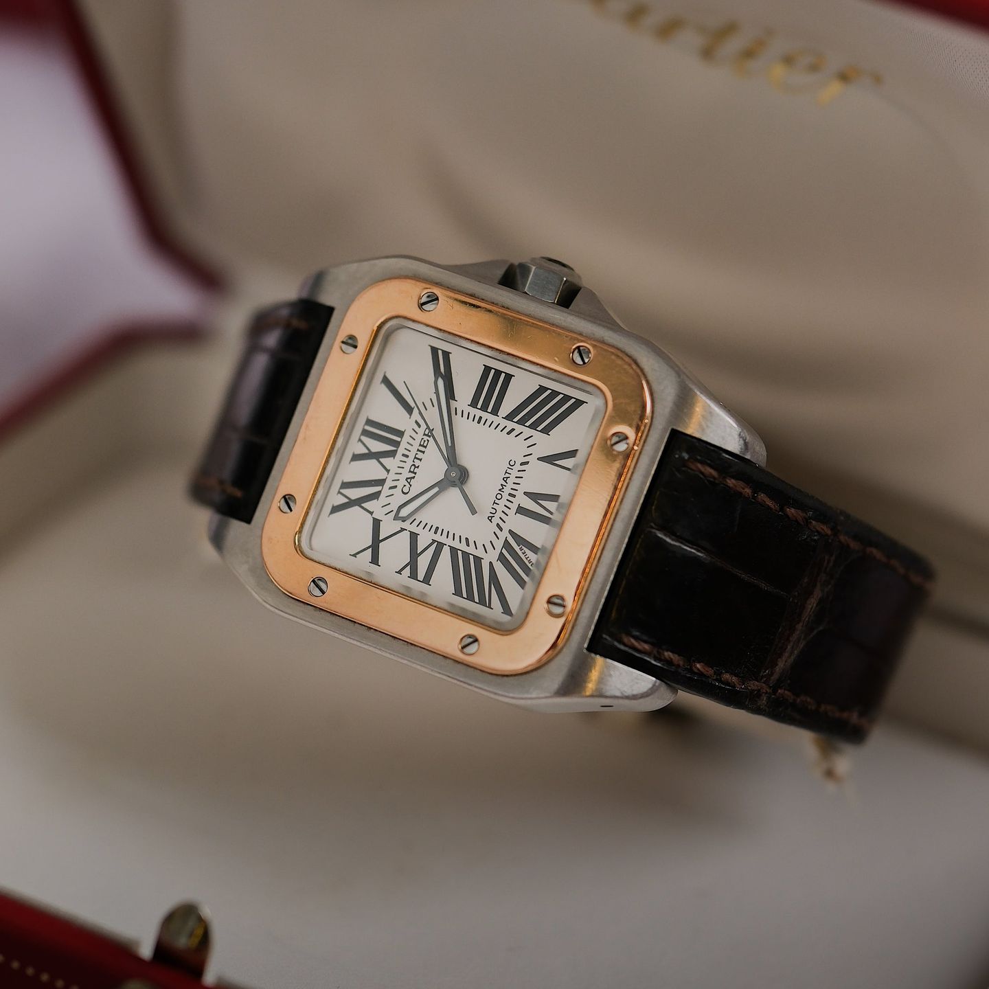 Cartier Santos 100 2878 (1904) - White dial 33 mm Steel case (7/8)