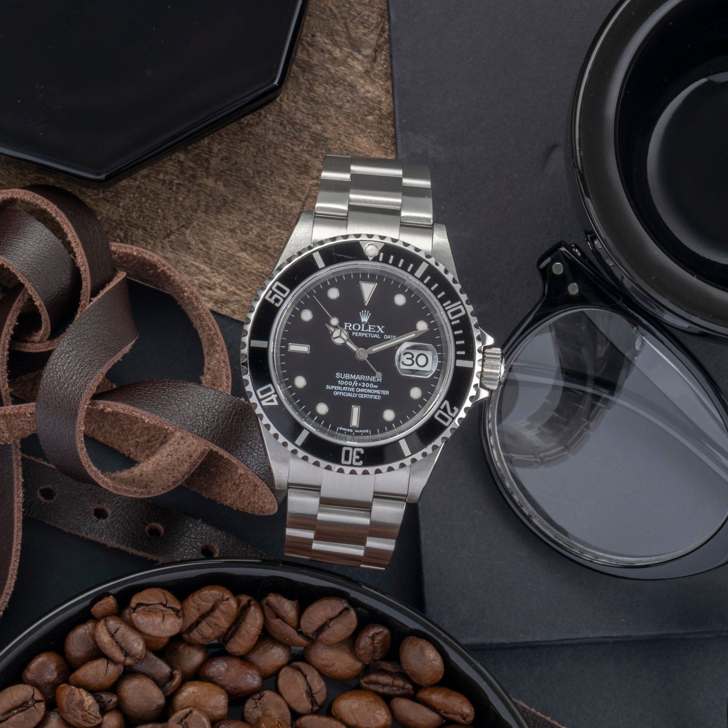 Rolex Submariner Date 16610T (2007) - Zwart wijzerplaat 40mm Staal (1/8)