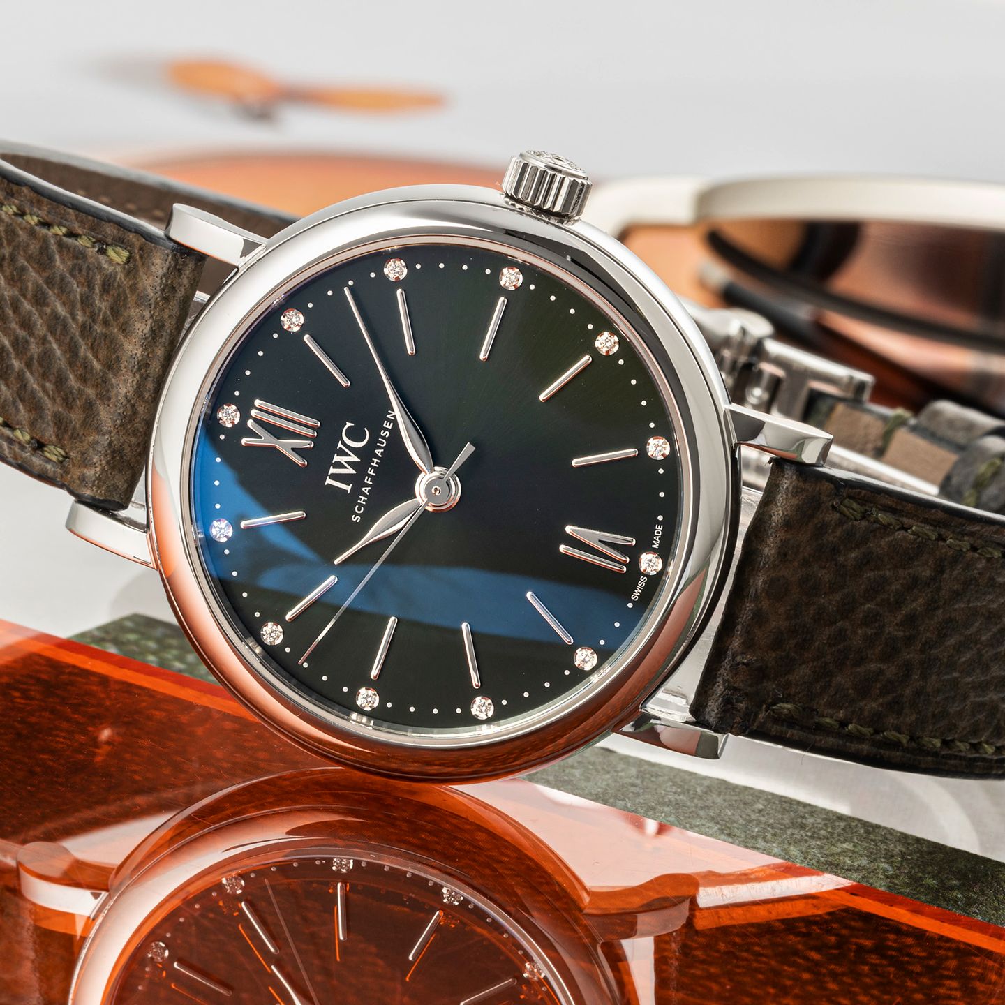 IWC Portofino Automatic IW357412 (Onbekend (willekeurig serienummer)) - Groen wijzerplaat 34mm Staal (2/8)