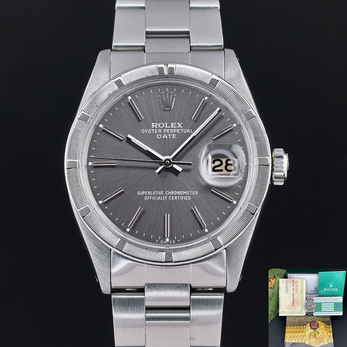 Rolex Oyster Perpetual Date 1501 (1965) - Grijs wijzerplaat 34mm Staal (1/8)