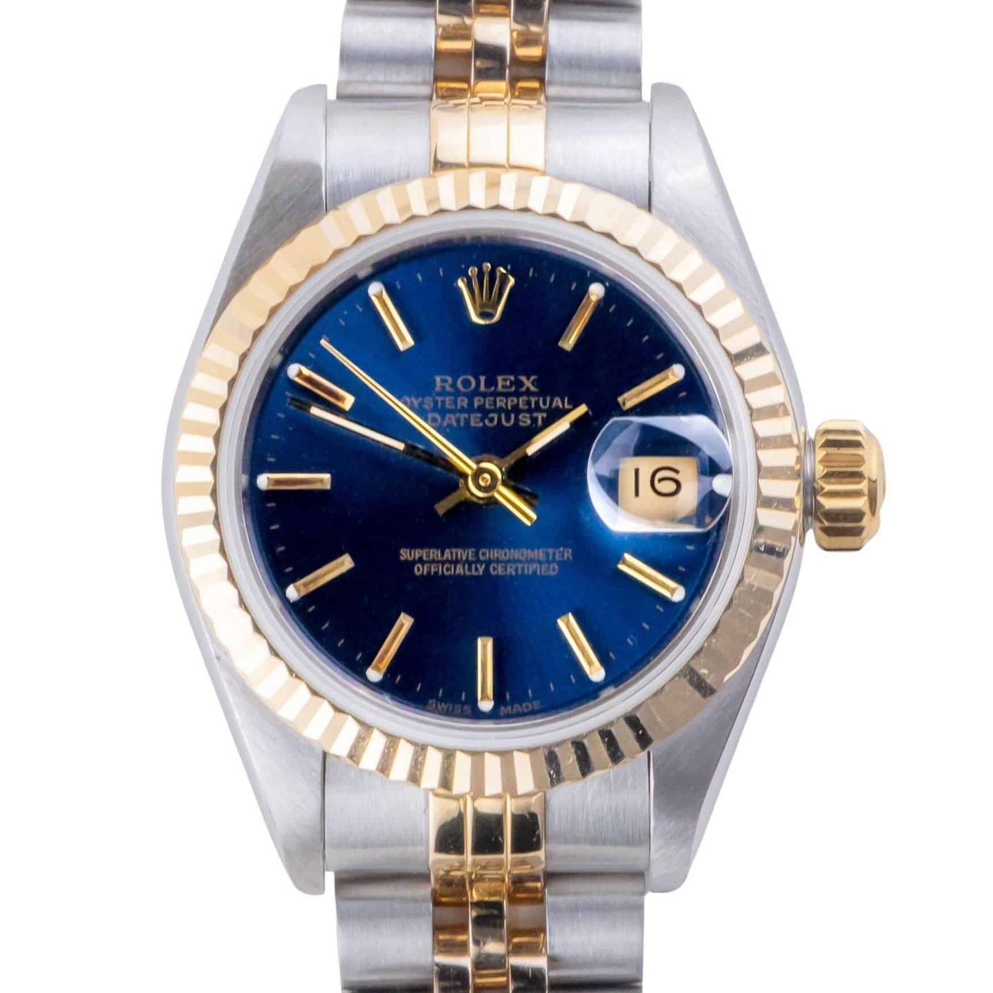 Rolex Lady-Datejust 69173 (1993) - Blue dial 26 mm Gold/Steel case (3/8)
