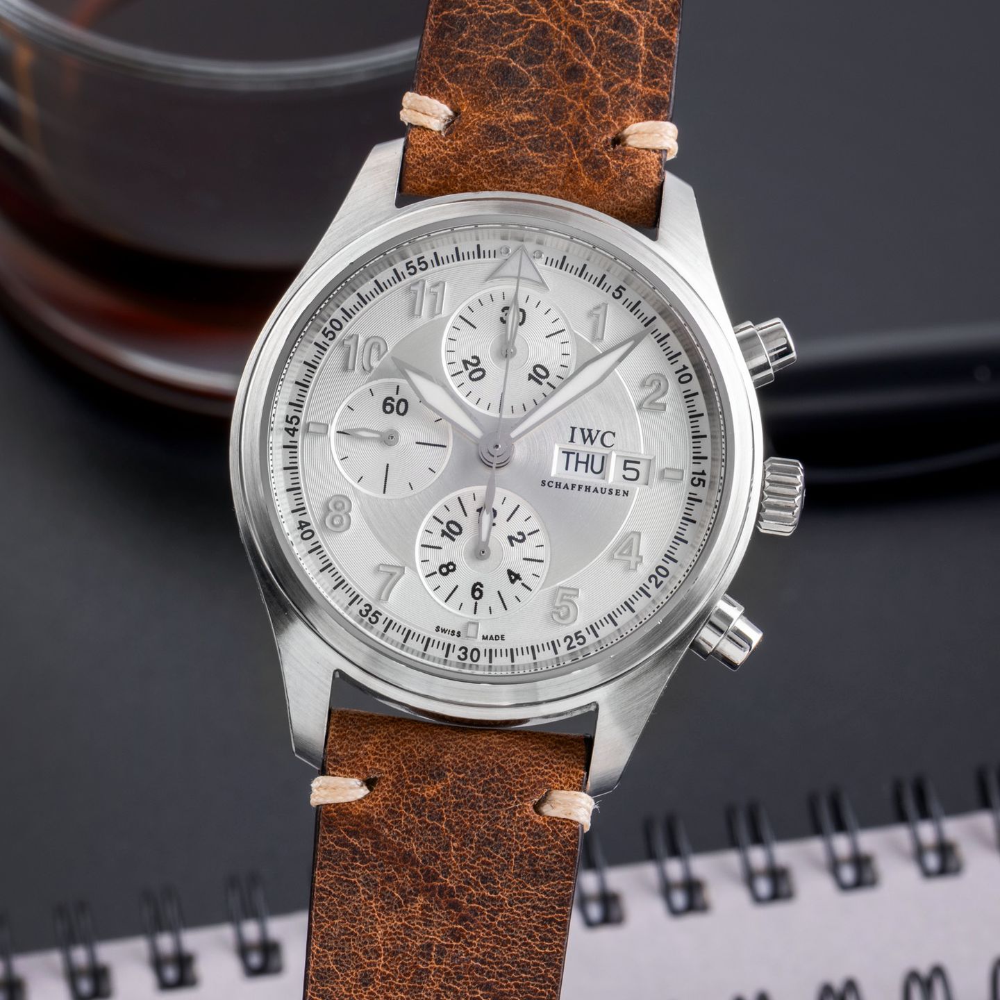 IWC Pilot Spitfire Chronograph IW371702 (2010) - Silver dial 42 mm Steel case (3/8)