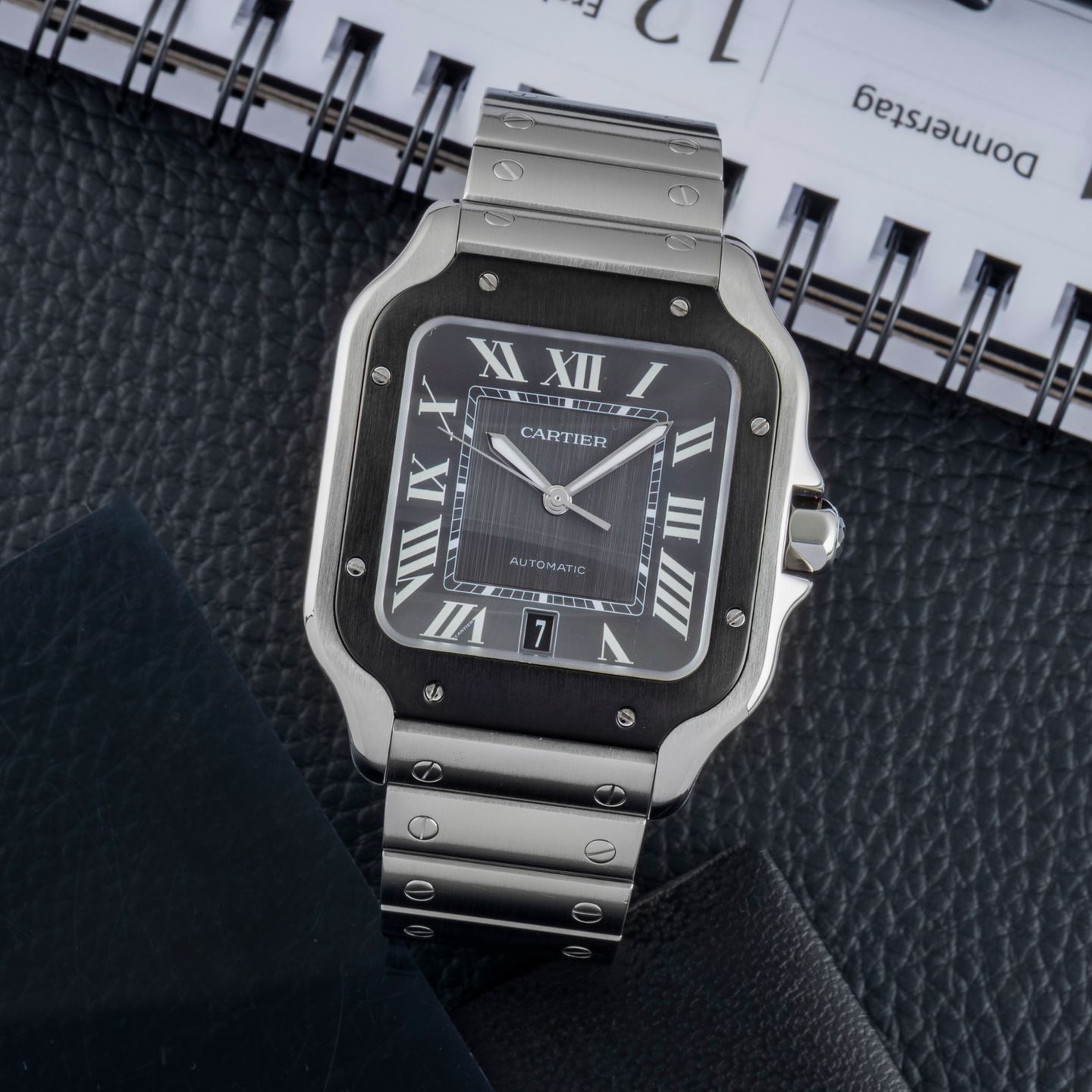 Cartier Santos WSSA0037 (Unknown (random serial)) - Grey dial 40 mm Steel case (1/8)