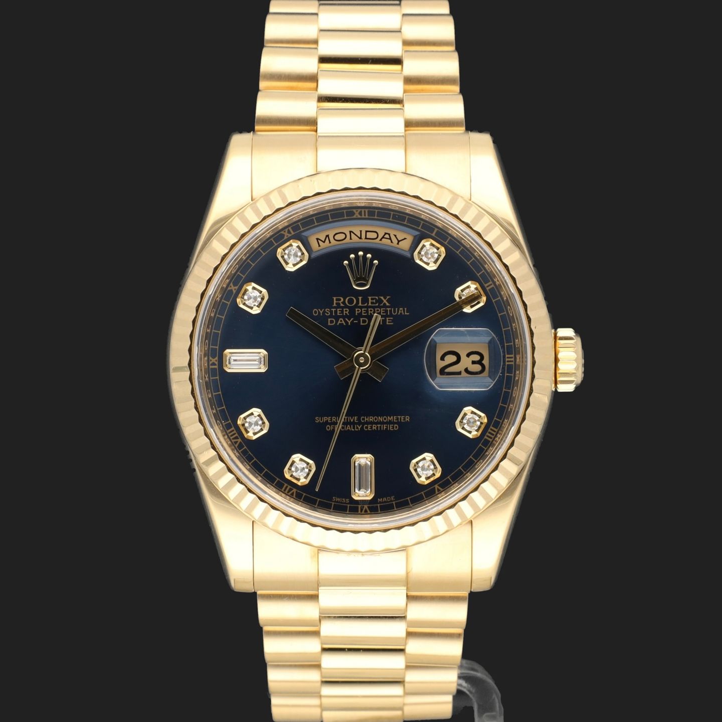 Rolex Day-Date 36 118238 (2008) - Blue dial 36 mm Yellow Gold case (3/8)