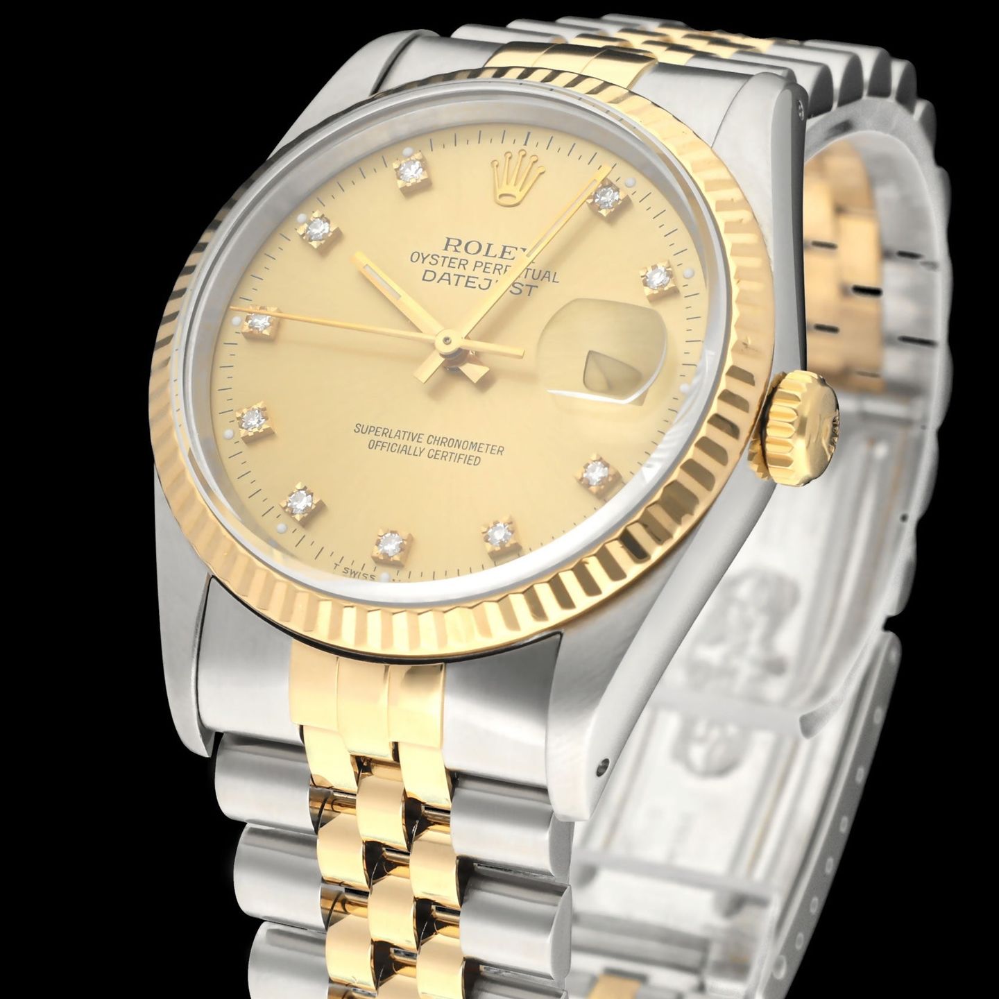Rolex Datejust 36 16233G (1991) - Champagne dial 36 mm Gold/Steel case (6/8)