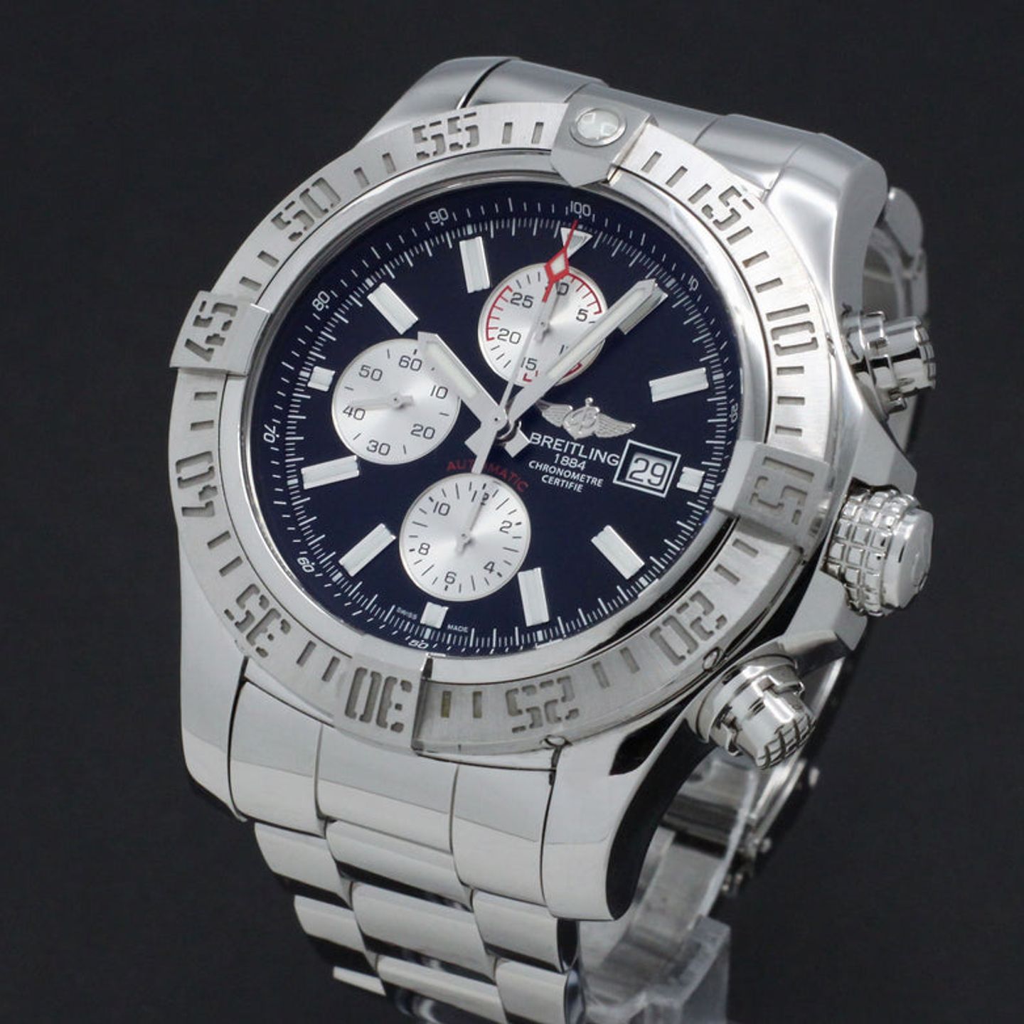 Breitling Super Avenger II A13371 (2016) - Zwart wijzerplaat 48mm Staal (7/8)