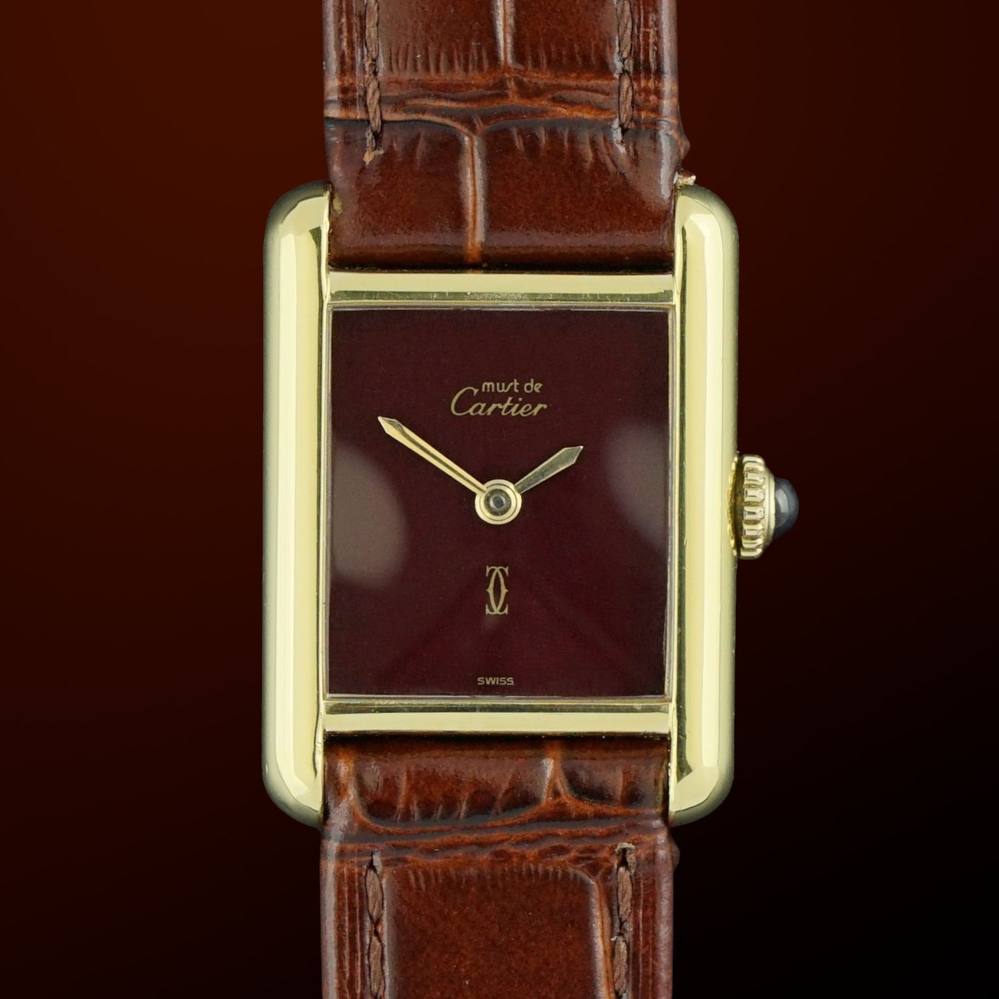 Cartier Tank Vermeil 2415 (1980) - Rood wijzerplaat 20mm Zilver (1/8)