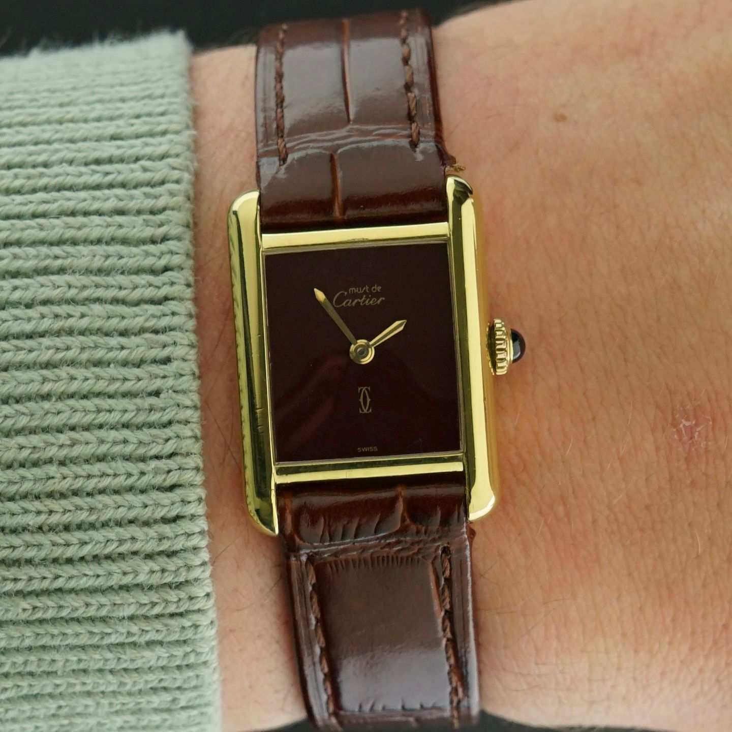 Cartier Tank Vermeil 2415 (1980) - Rood wijzerplaat 20mm Zilver (2/8)