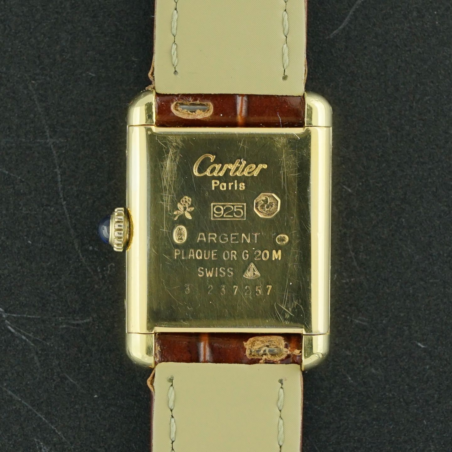 Cartier Tank Vermeil 2415 (1980) - Rood wijzerplaat 20mm Zilver (3/8)