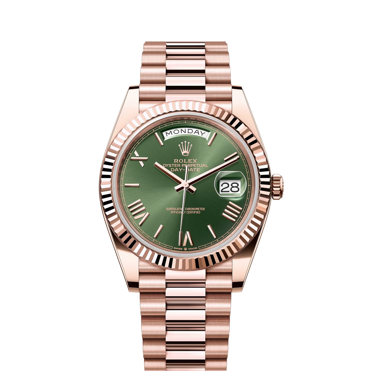 Rolex Day-Date 40 228235 (2024) - Green dial 40 mm Rose Gold case (1/8)