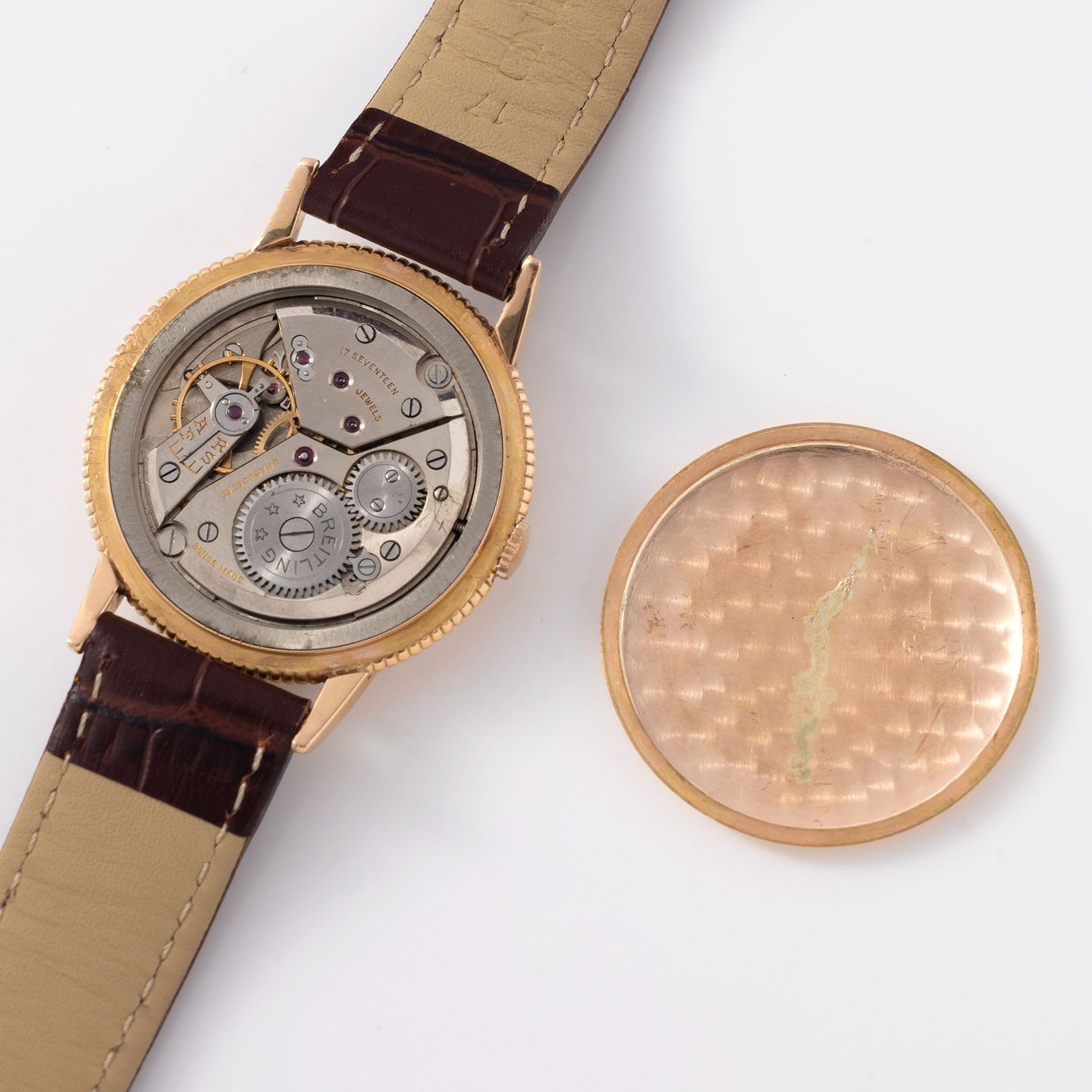 Breitling Vintage 177 (Unknown (random serial)) - Pink dial 34 mm Rose Gold case (7/8)