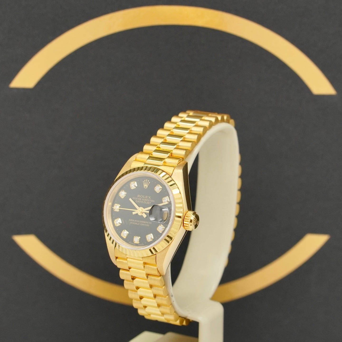 Rolex Lady-Datejust 69178 (1995) - Zwart wijzerplaat 26mm Geelgoud (2/7)