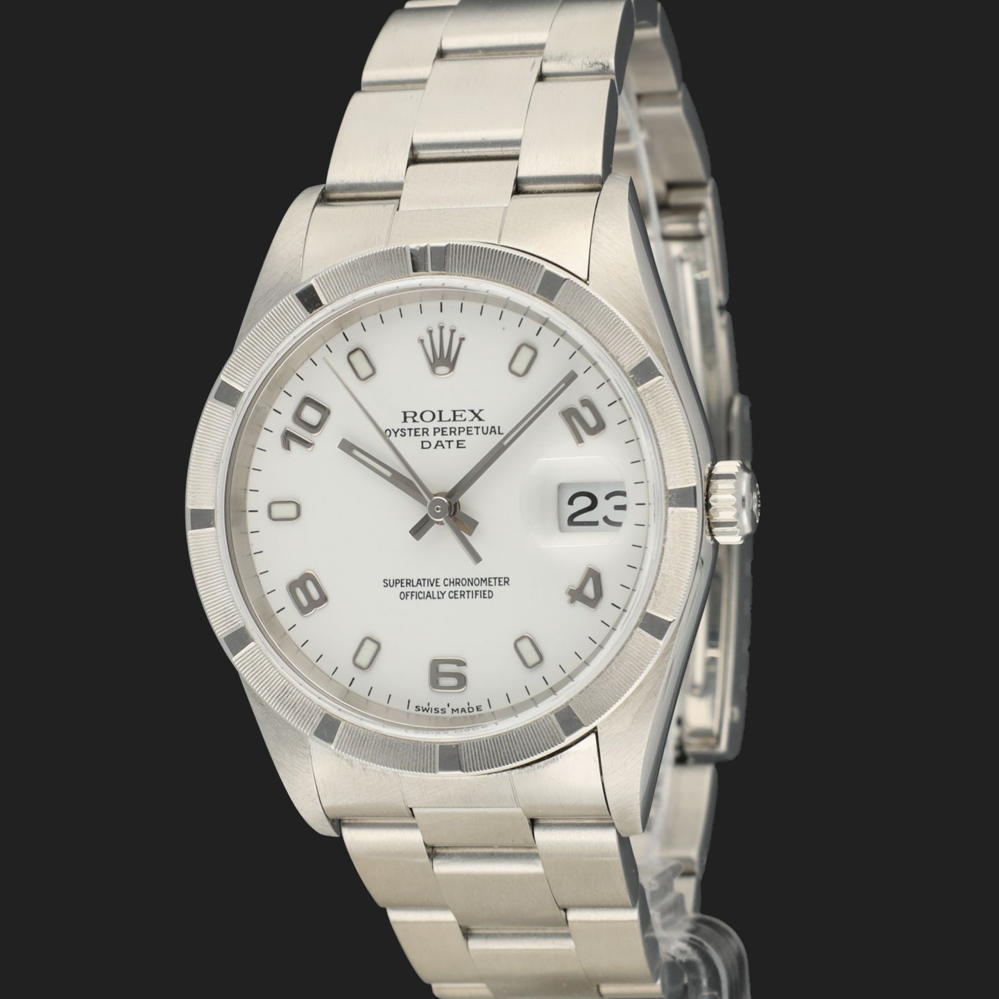 Rolex Oyster Perpetual Date 15210 (2004) - Wit wijzerplaat 34mm Staal (1/8)