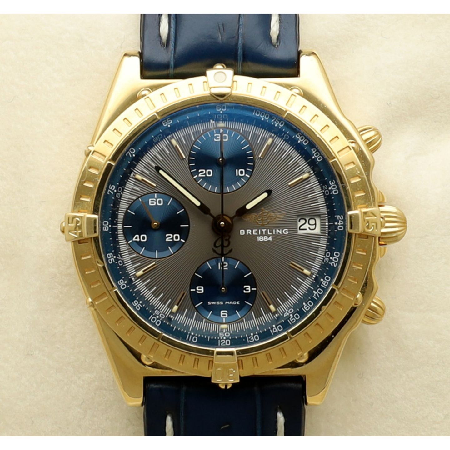 Breitling Chronomat K13048 (1993) - Grey dial 39 mm Yellow Gold case (7/7)